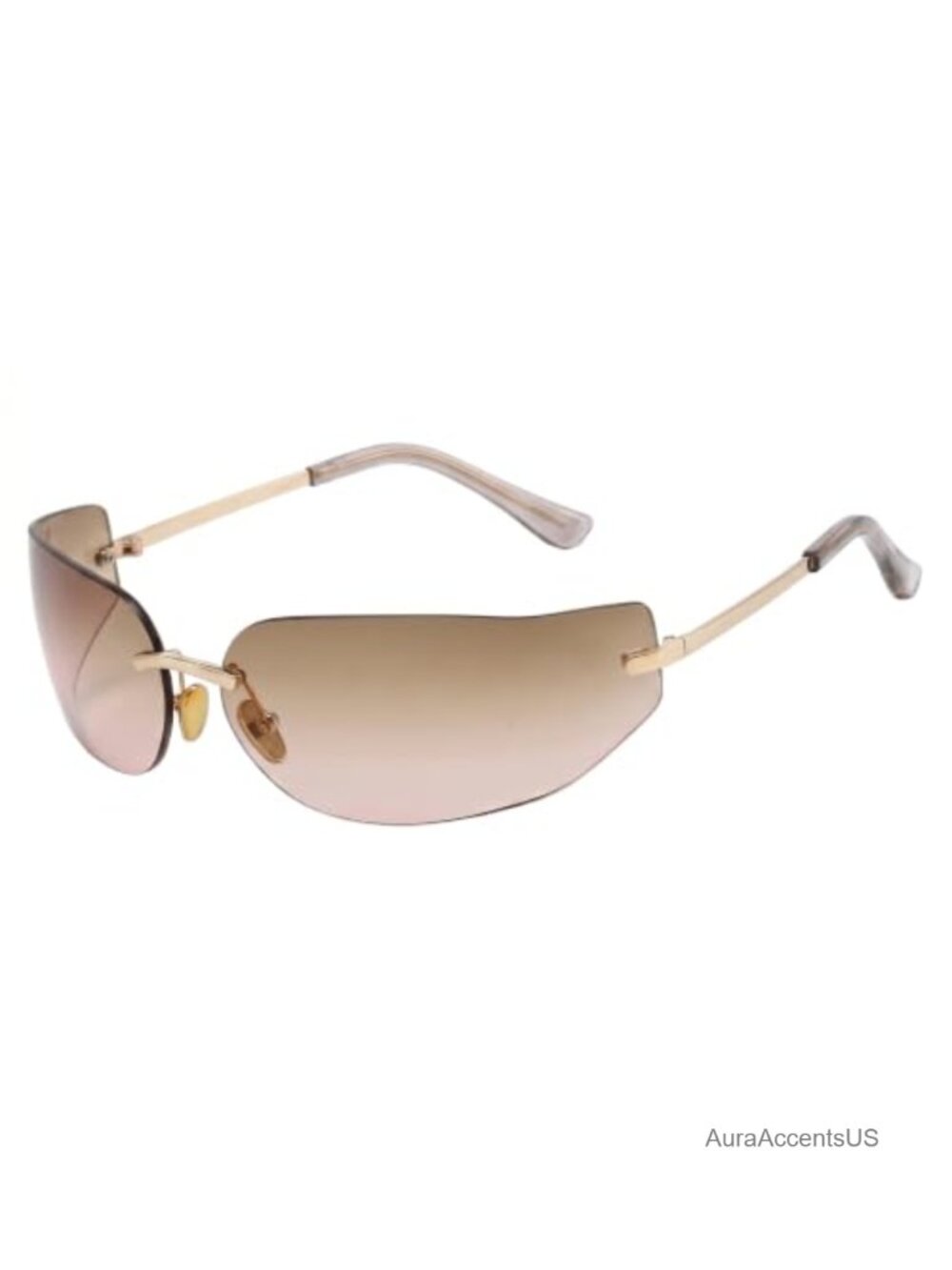 Rimless Wrap Around Sunglasses Women Y2K Frameless Shield Rectangular UV400